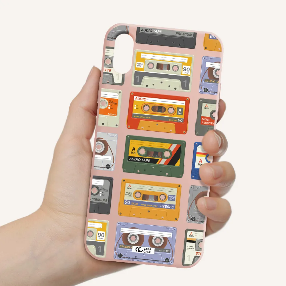 All My Cassettes Apple iPhone XS Silicone pastel pink Case