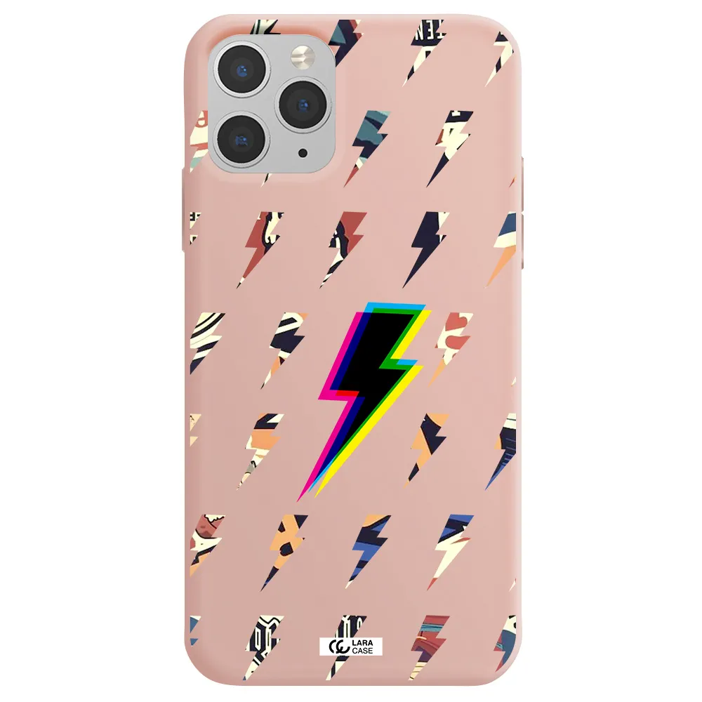 Thunder Glitch Apple iPhone 11 pro Silicone pastel pink Case
