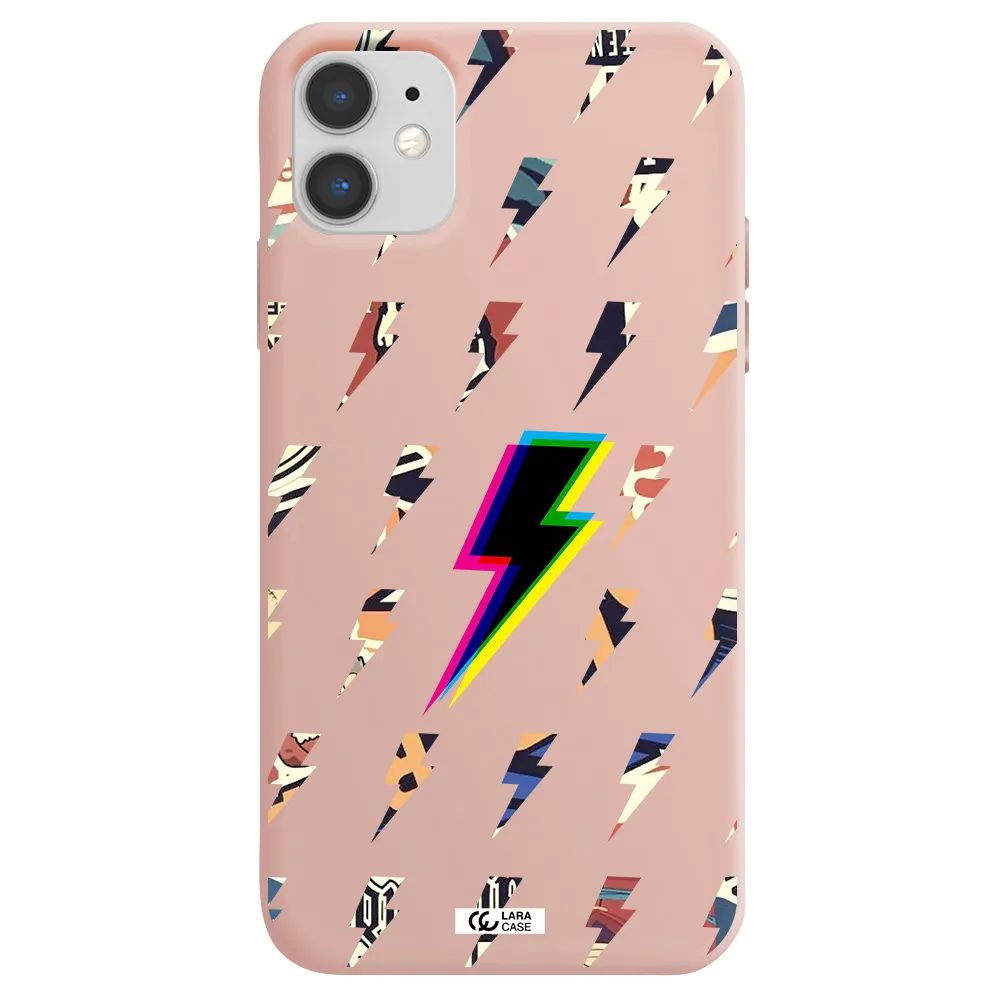 Thunder Glitch Apple iPhone 11 Silicone pastel pink Case