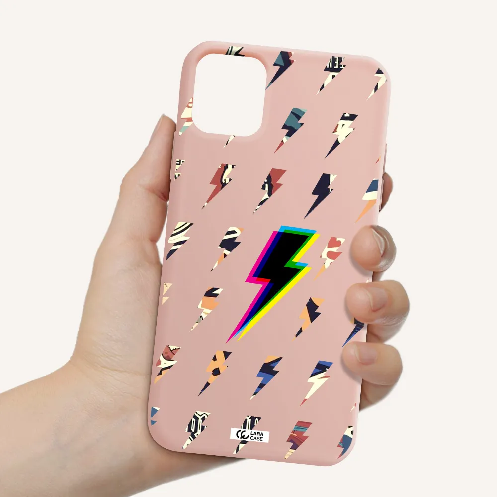 Thunder Glitch Apple iPhone 11 Silicone pastel pink Case