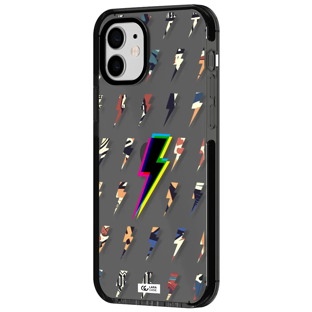 Thunder Glitch Apple iPhone 12 impact Smoke Black Case