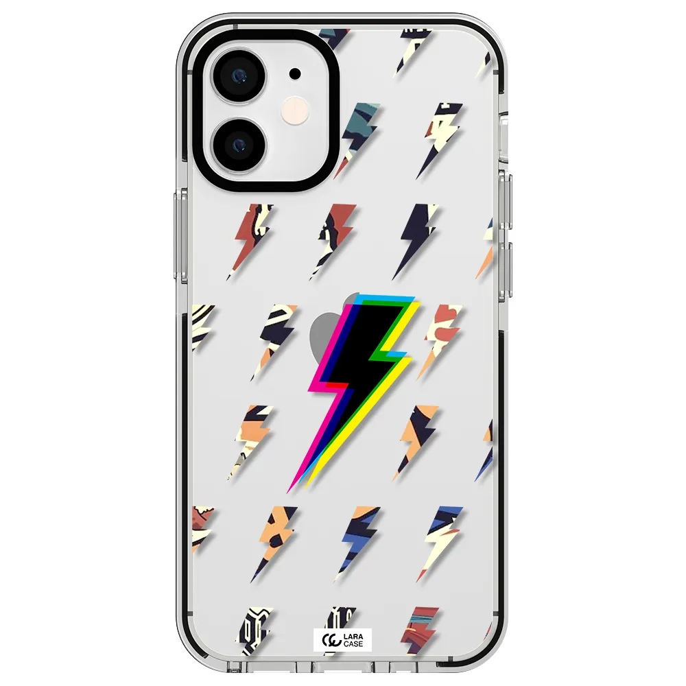 Thunder Glitch Apple iPhone 12 mini impact black border Case
