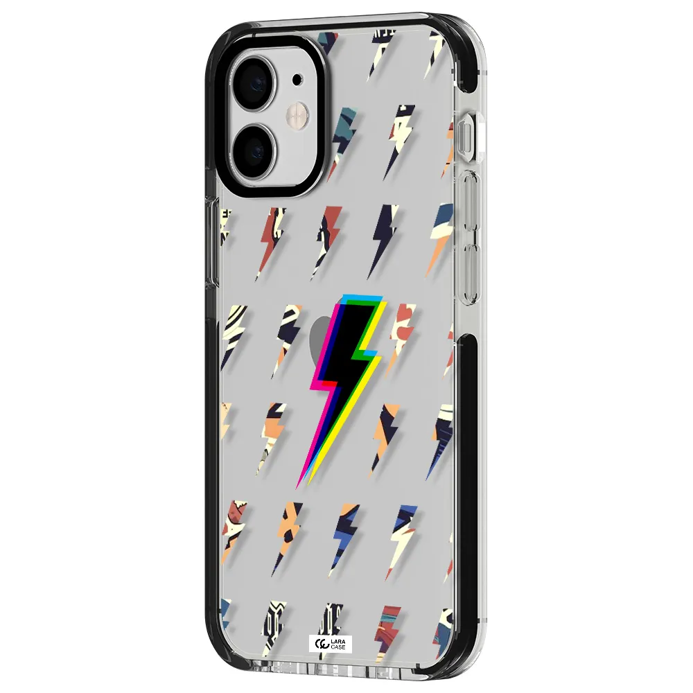 Thunder Glitch Apple iPhone 12 mini impact black border Case