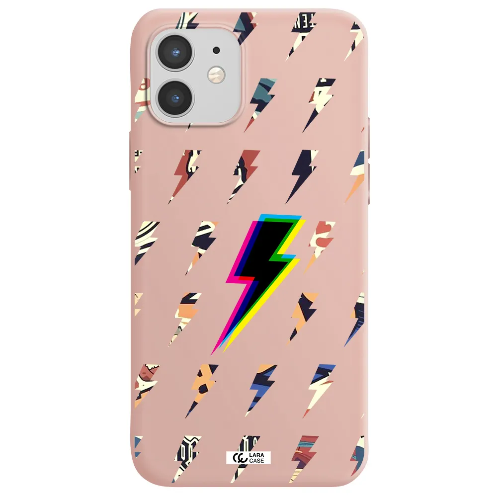 Thunder Glitch Apple iPhone 12 mini Silicone pastel pink Case