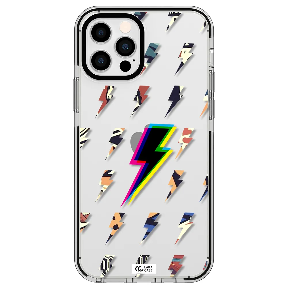 Thunder Glitch Apple iPhone 12 pro impact black border Case