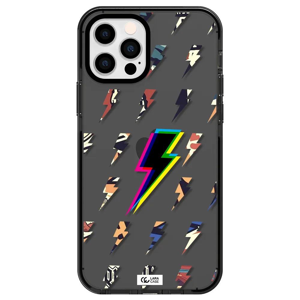 Thunder Glitch Apple iPhone 12 pro impact Smoke Black Case