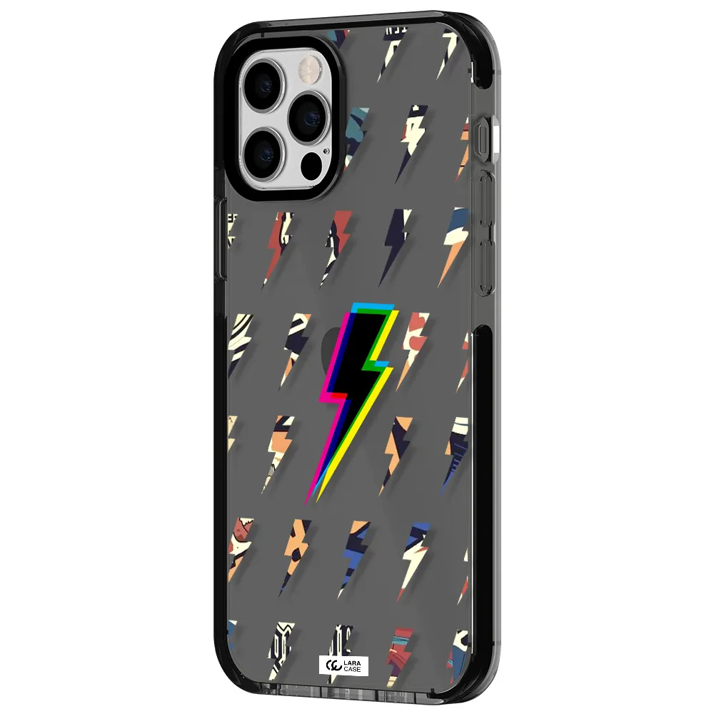 Thunder Glitch Apple iPhone 12 pro impact Smoke Black Case
