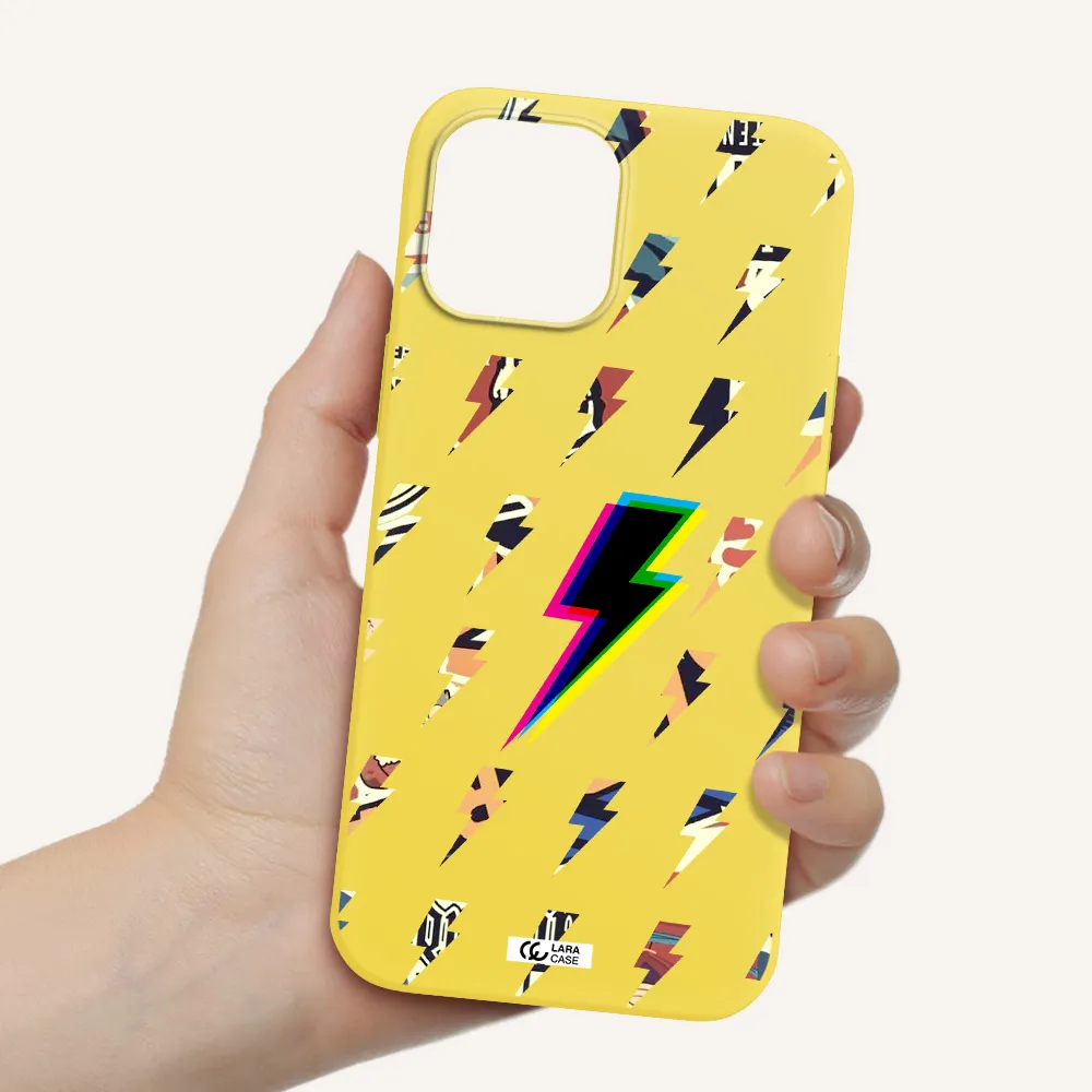 Thunder Glitch Apple iPhone 12 pro max Silicone canary yellow Case
