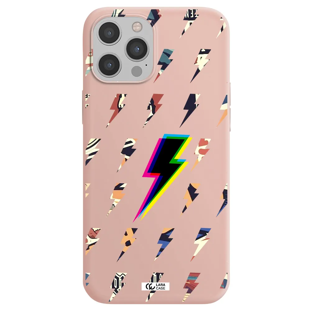 Thunder Glitch Apple iPhone 12 pro max Silicone pastel pink Case