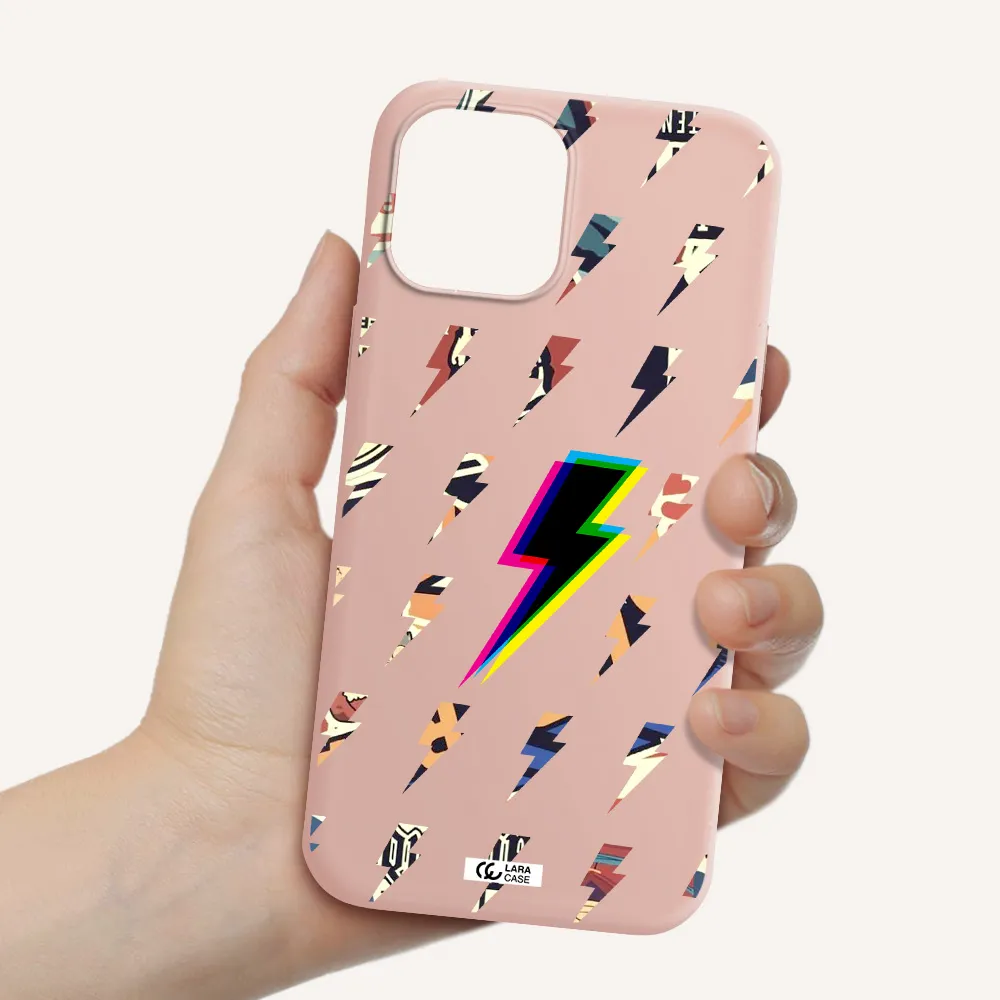 Thunder Glitch Apple iPhone 12 pro max Silicone pastel pink Case