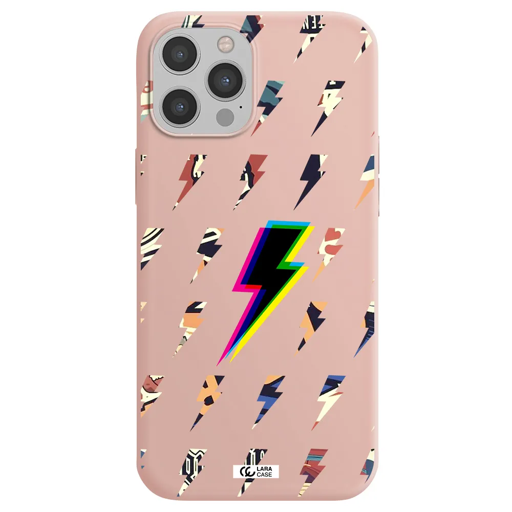 Thunder Glitch Apple iPhone 12 pro Silicone pastel pink Case