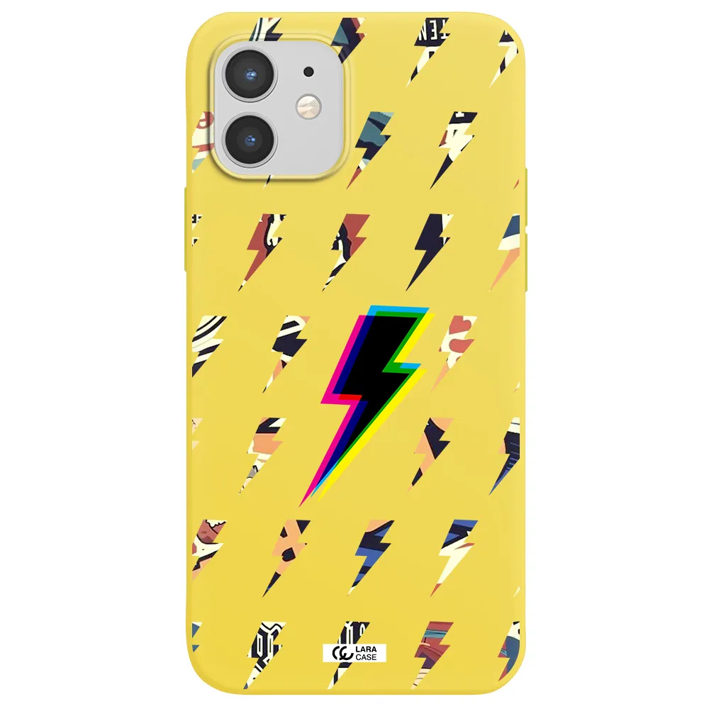 Thunder Glitch Apple iPhone 12 Silicone canary yellow Case