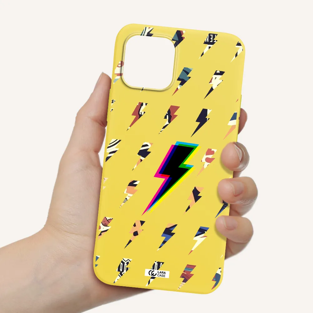 Thunder Glitch Apple iPhone 12 Silicone canary yellow Case