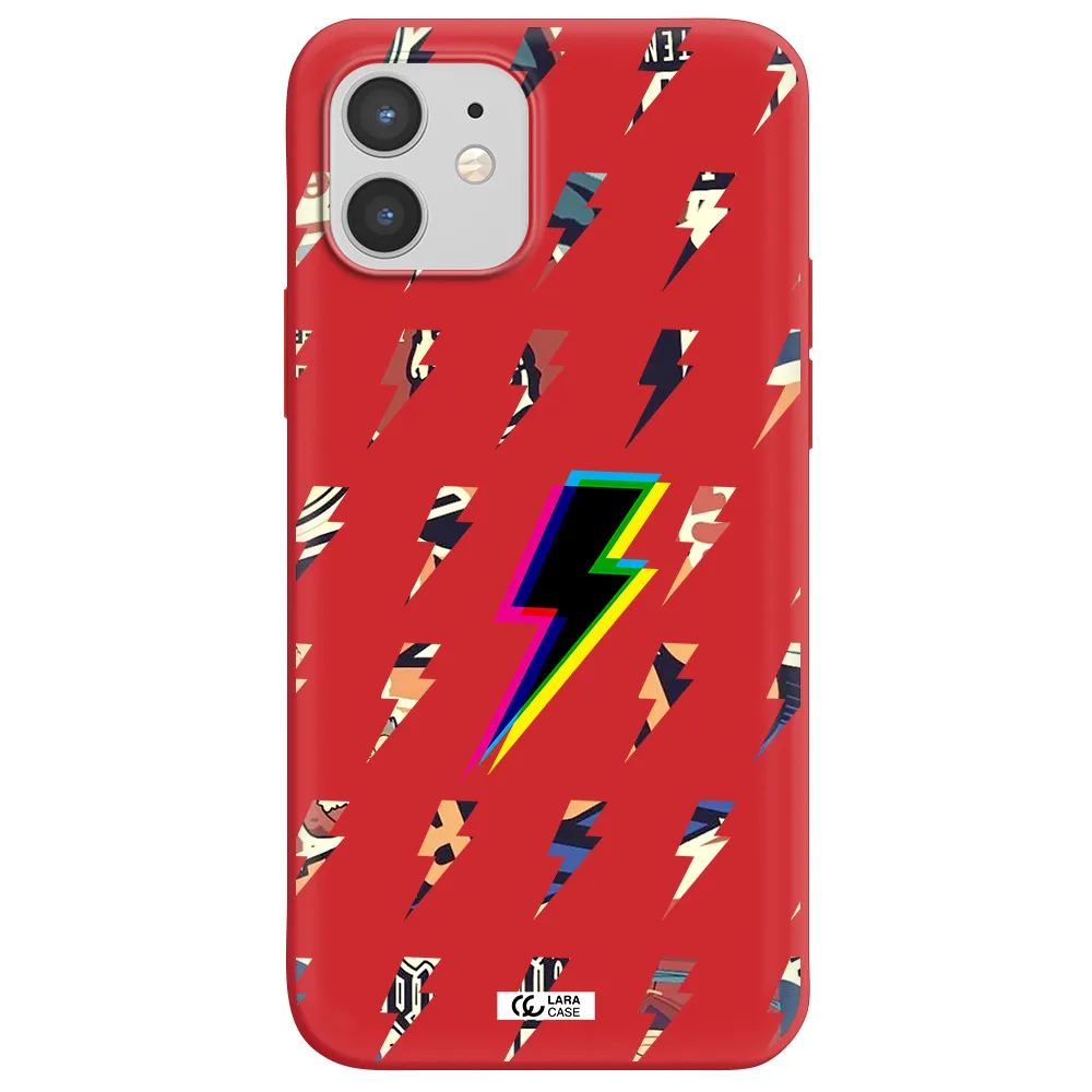Thunder Glitch Apple iPhone 12 Silicone Imperial Red Case