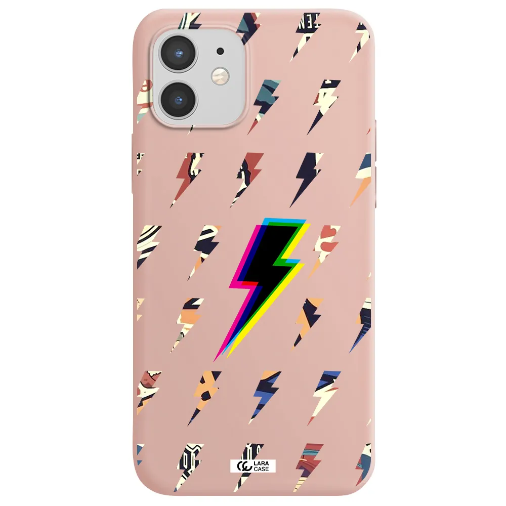 Thunder Glitch Apple iPhone 12 Silicone pastel pink Case