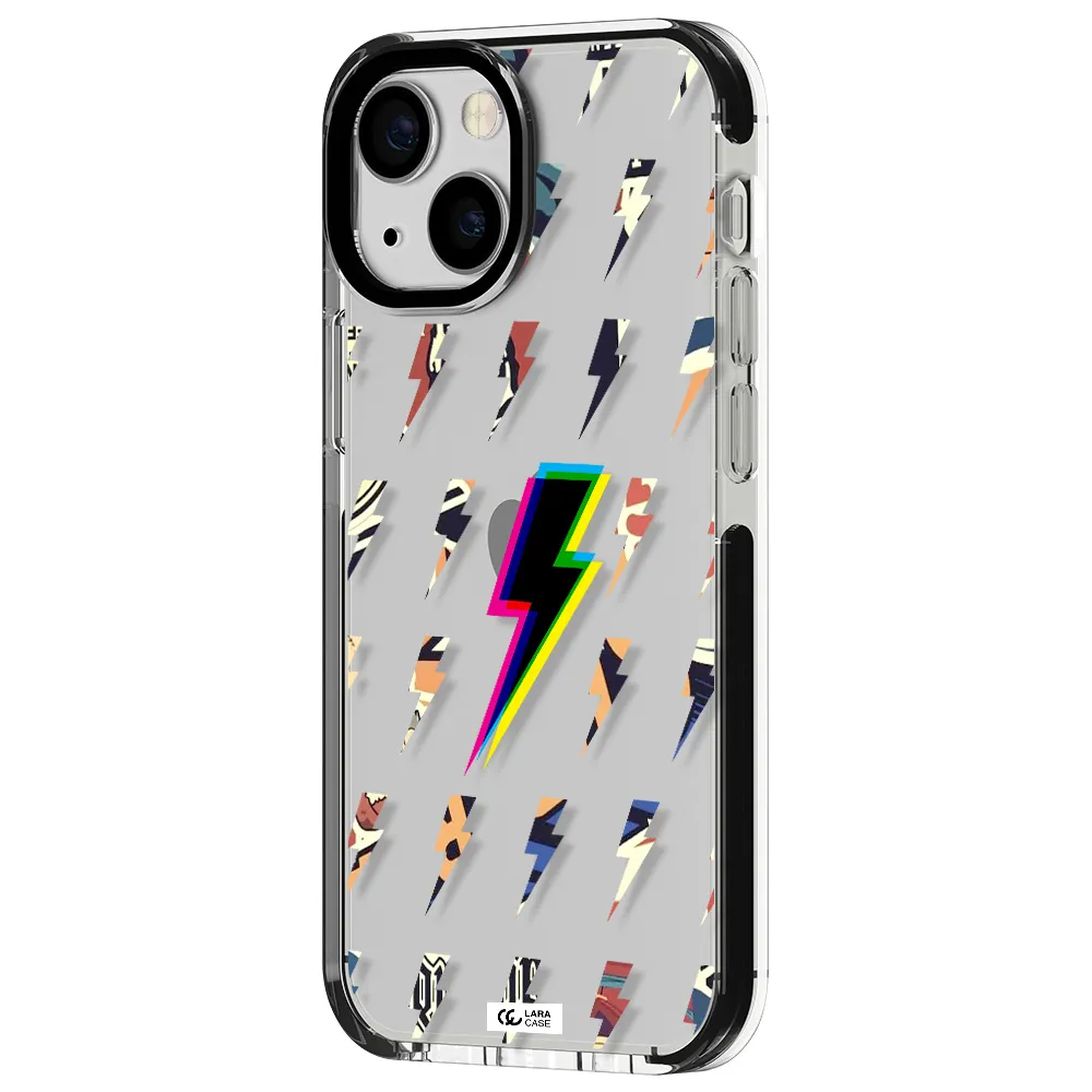Thunder Glitch Apple iPhone 13 mini impact black border Case