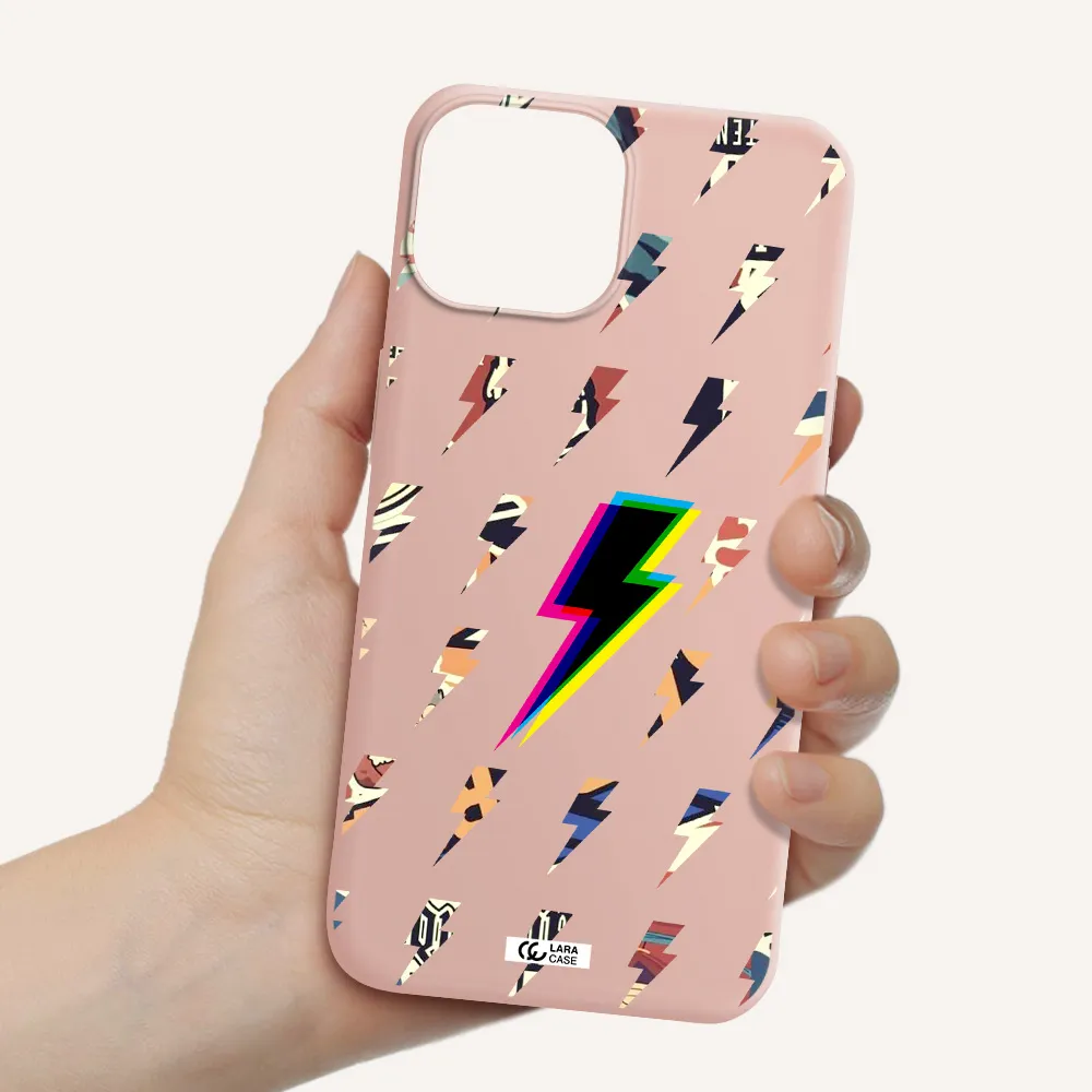 Thunder Glitch Apple iPhone 13 mini Silicone pastel pink Case
