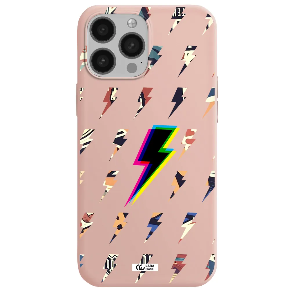 Thunder Glitch Apple iPhone 13 Pro Max Silicone pastel pink Case
