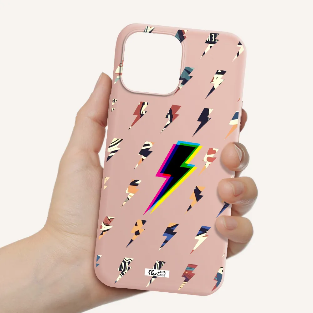 Thunder Glitch Apple iPhone 13 Pro Max Silicone pastel pink Case