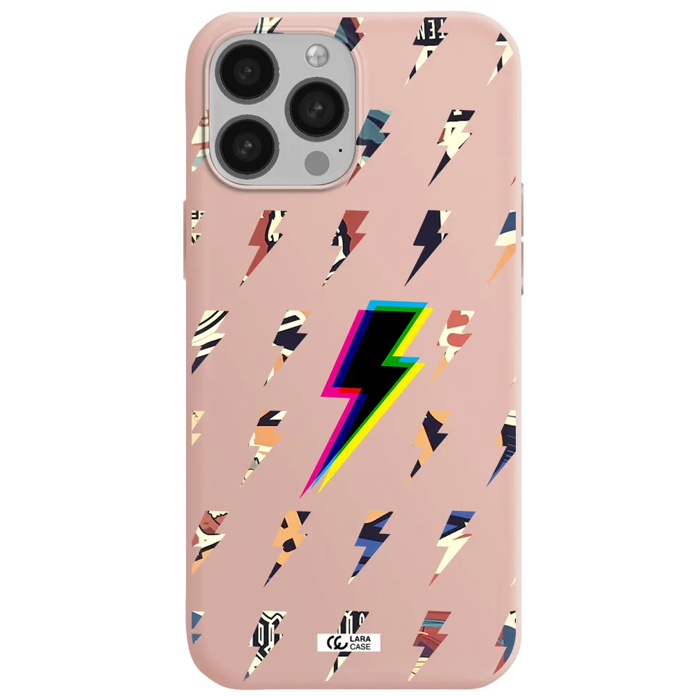Thunder Glitch Apple iPhone 13 Pro Silicone pastel pink Case