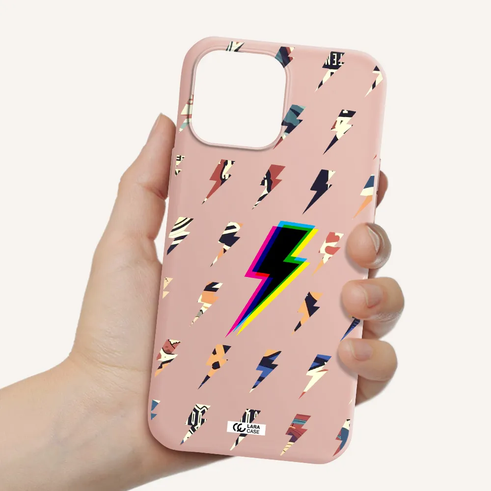 Thunder Glitch Apple iPhone 13 Pro Silicone pastel pink Case