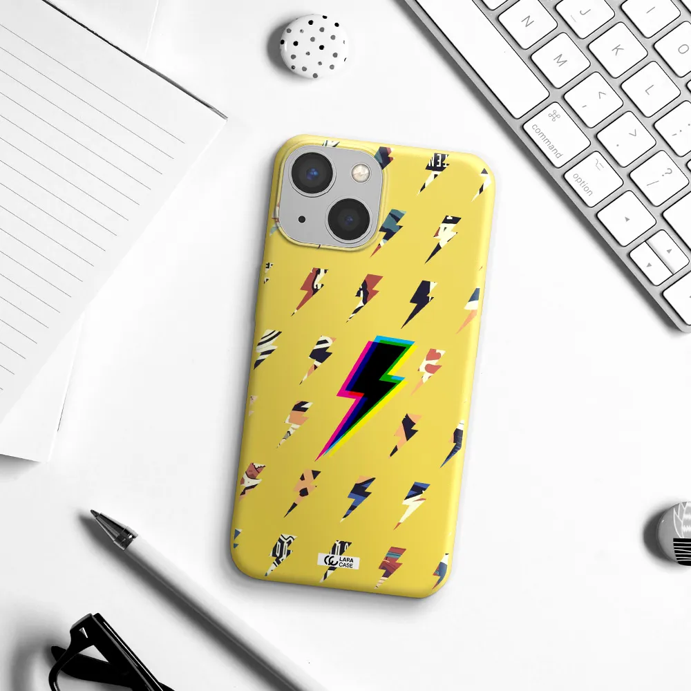 Thunder Glitch Apple iPhone 13 Silicone canary yellow Case