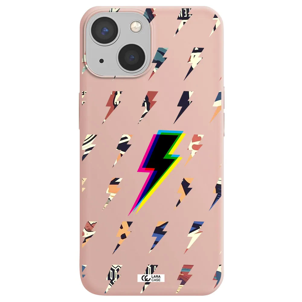 Thunder Glitch Apple iPhone 13 Silicone pastel pink Case