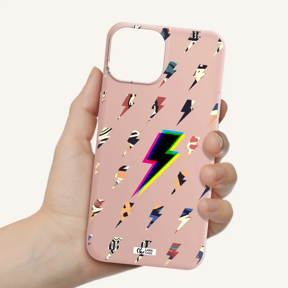 Thunder Glitch Apple iPhone 13 Silicone pastel pink Case