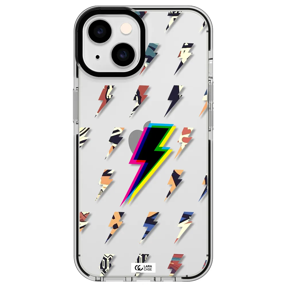 Thunder Glitch Apple iPhone 14 impact black border Case