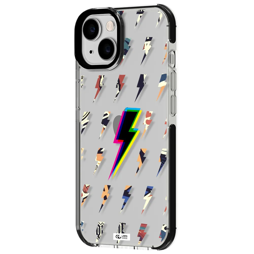 Thunder Glitch Apple iPhone 14 impact black border Case