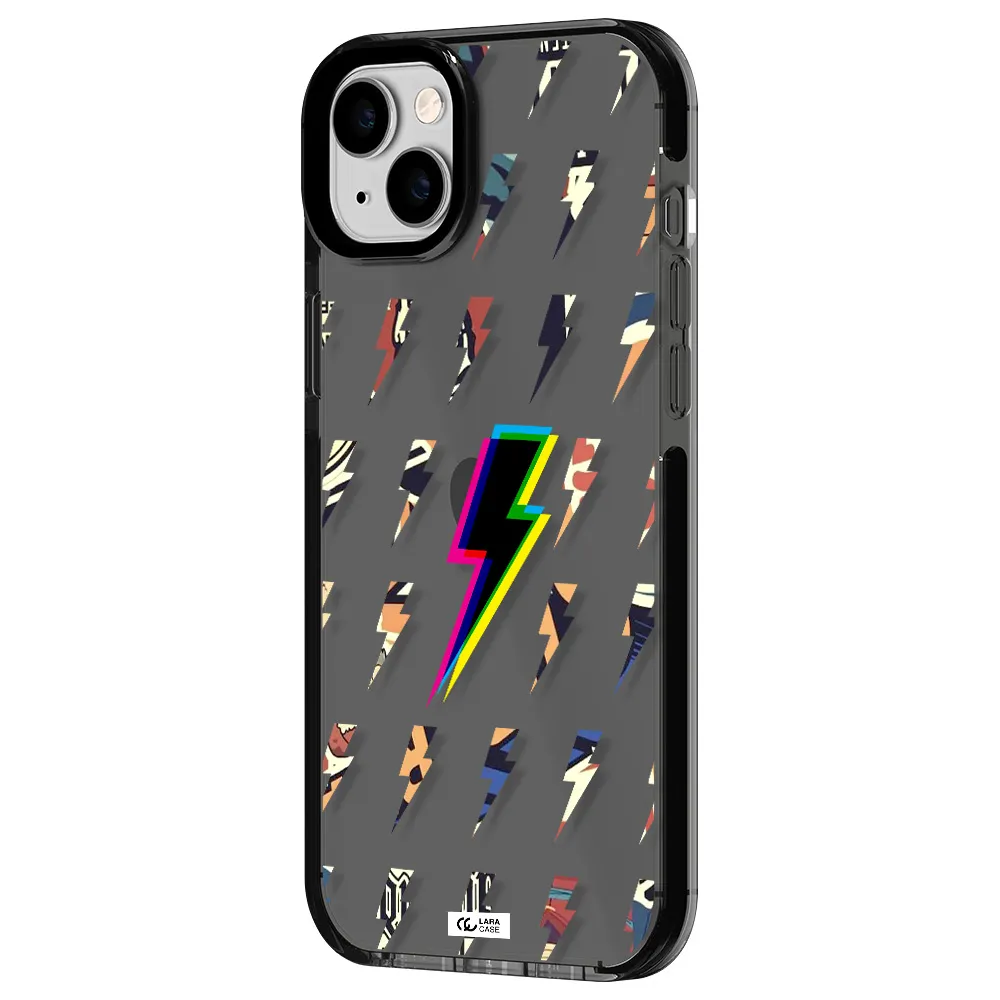 Thunder Glitch Apple iPhone 14 plus impact Smoke Black Case