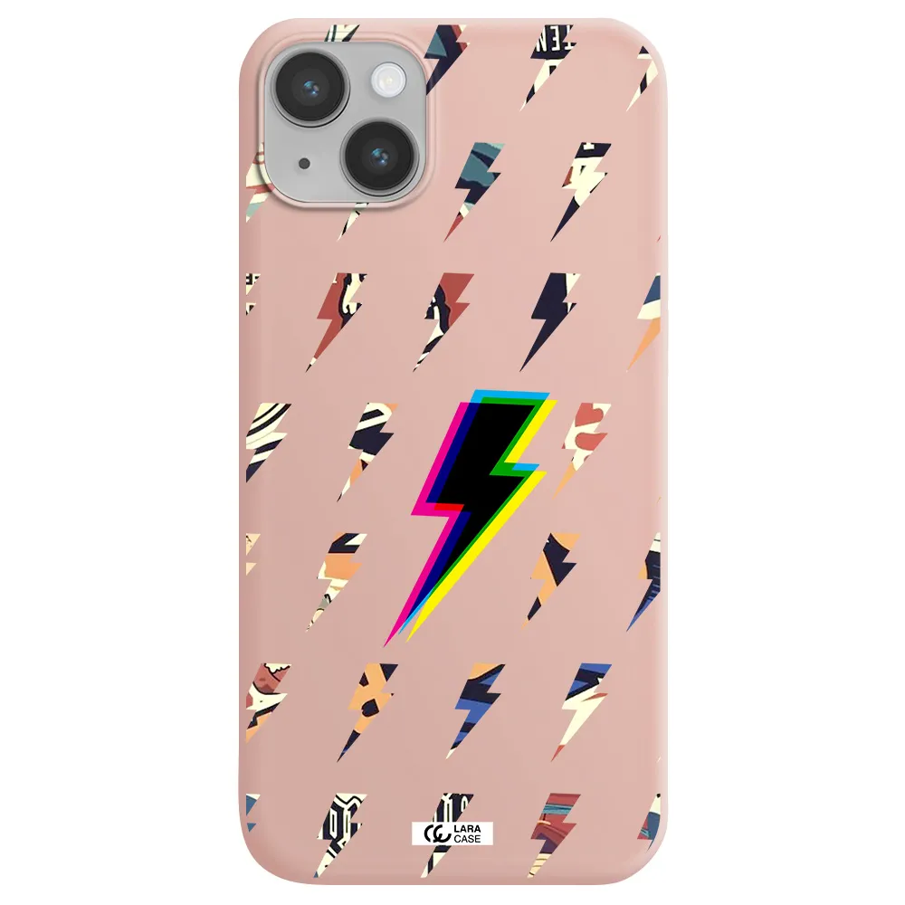 Thunder Glitch Apple iPhone 14 plus Silicone pastel pink Case