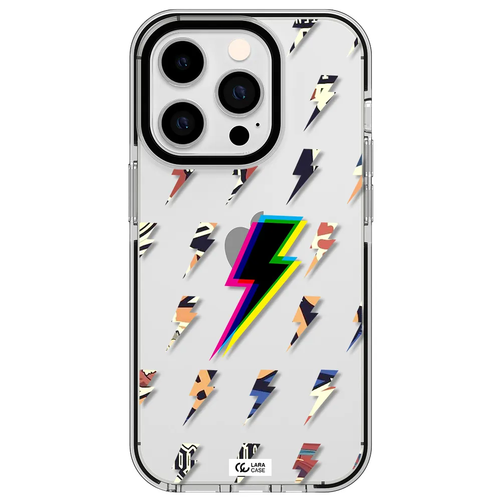Thunder Glitch Apple iPhone 14 pro impact black border Case