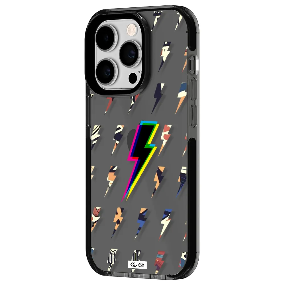 Thunder Glitch Apple iPhone 14 pro impact Smoke Black Case