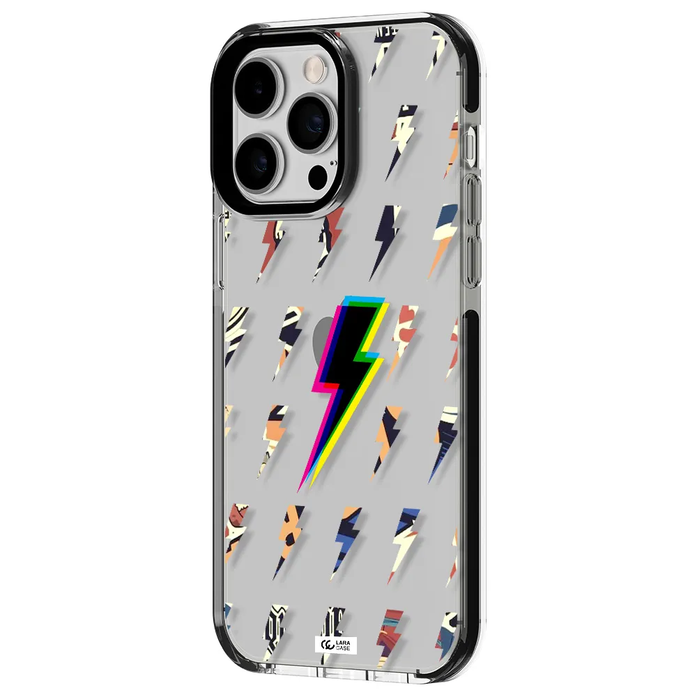 Thunder Glitch Apple iPhone 14 pro max impact black border Case
