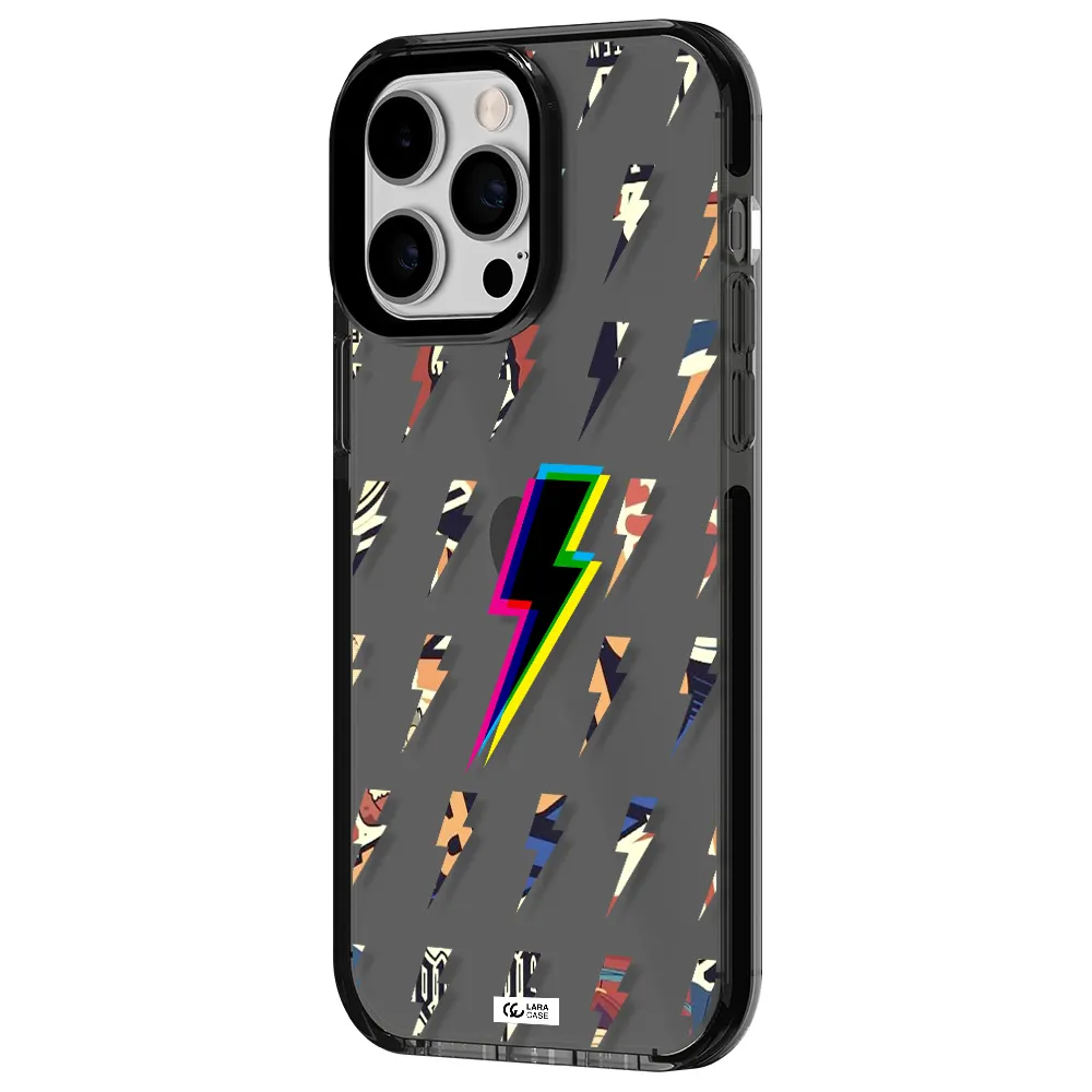 Thunder Glitch Apple iPhone 14 pro max impact Smoke Black Case