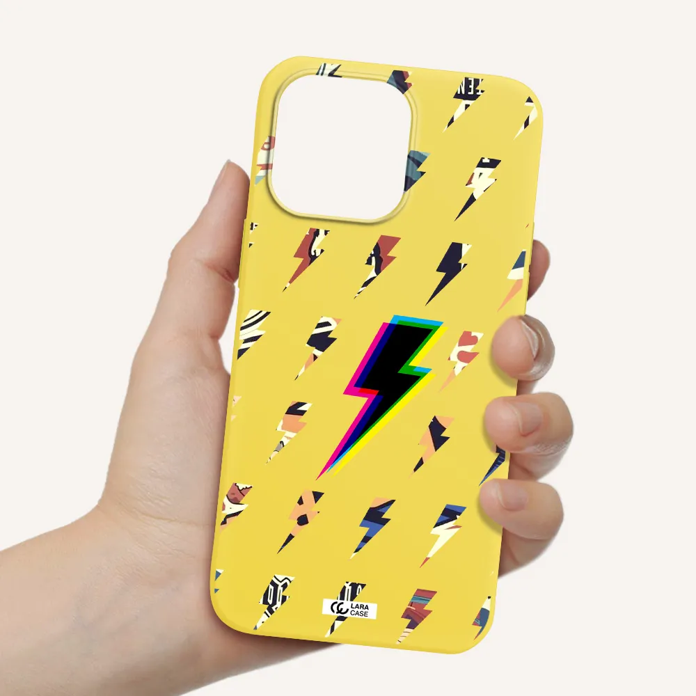 Thunder Glitch Apple iPhone 14 pro max Silicone canary yellow Case