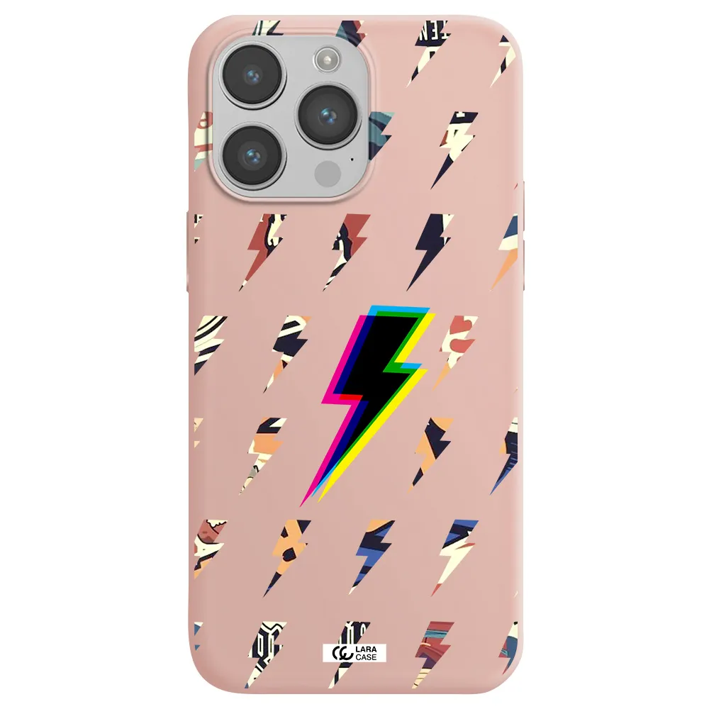 Thunder Glitch Apple iPhone 14 pro max Silicone pastel pink Case
