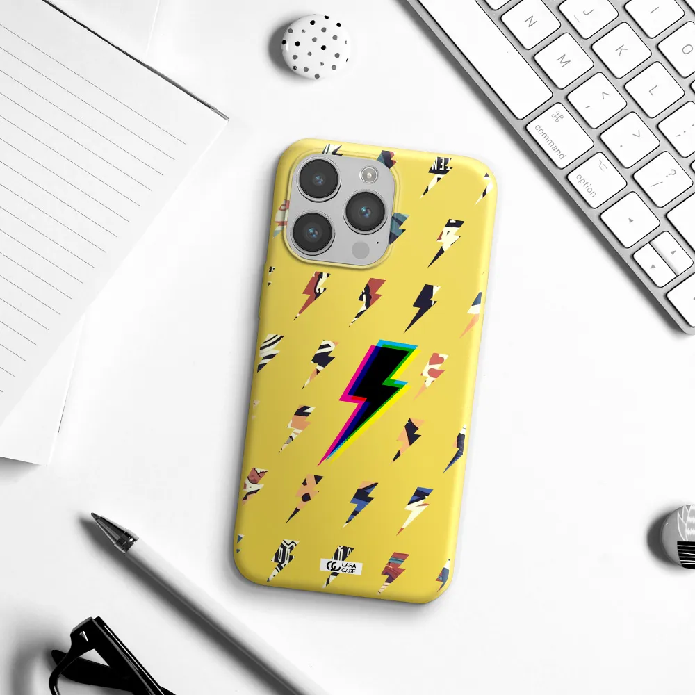 Thunder Glitch Apple iPhone 14 pro Silicone canary yellow Case