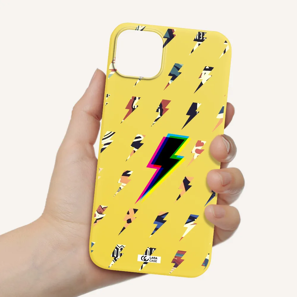 Thunder Glitch Apple iPhone 14 Silicone canary yellow Case