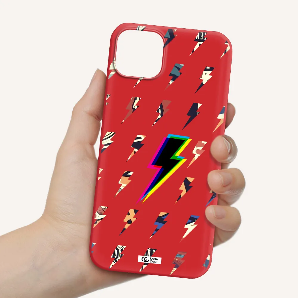 Thunder Glitch Apple iPhone 14 Silicone Imperial Red Case