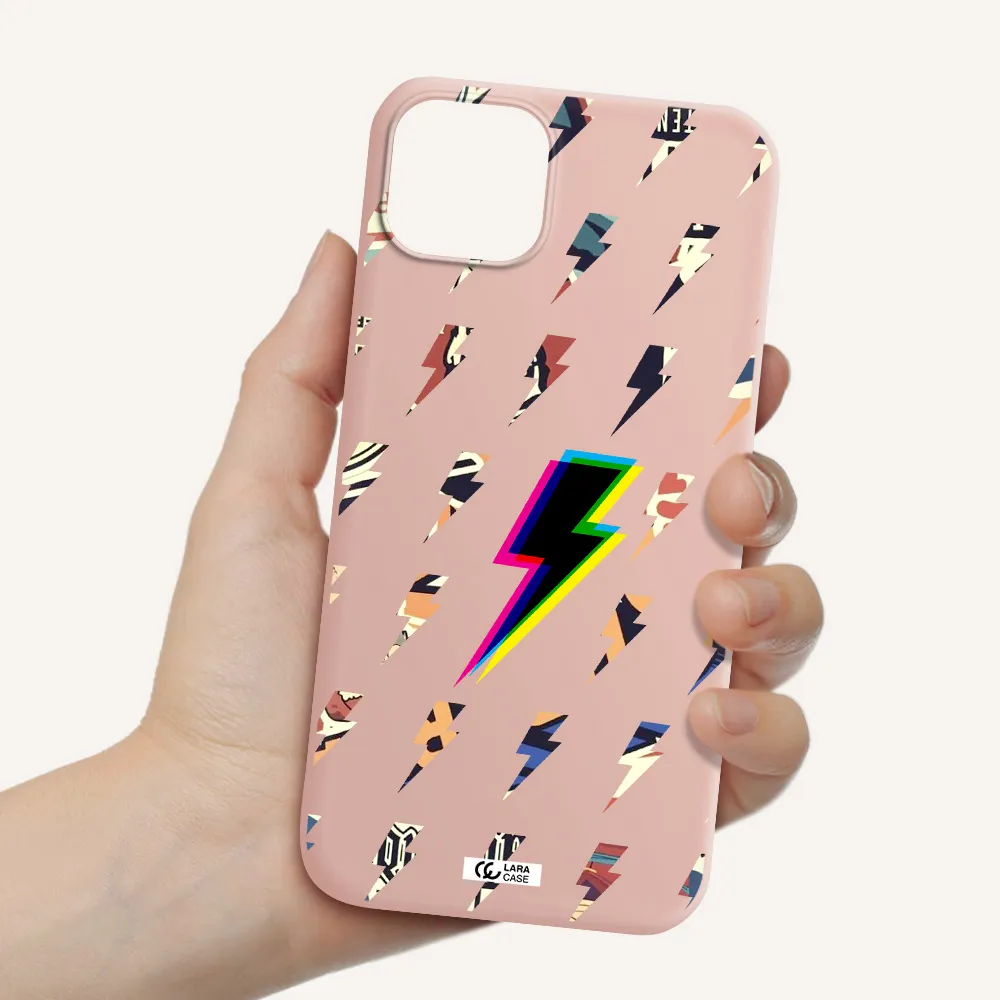 Thunder Glitch Apple iPhone 14 Silicone pastel pink Case