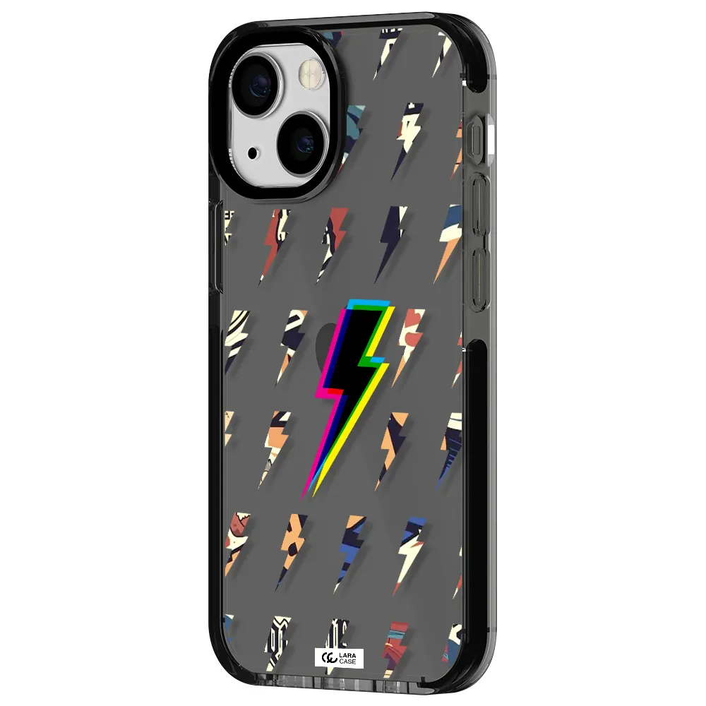 Thunder Glitch Apple iPhone 15 impact Smoke Black Case