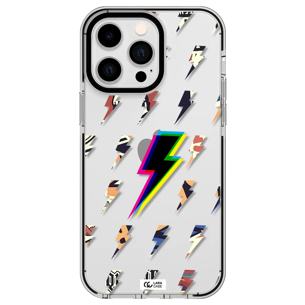 Thunder Glitch Apple iPhone 15 Pro impact black border Case