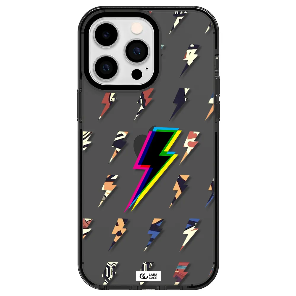 Thunder Glitch Apple iPhone 15 Pro Max impact Smoke Black Case
