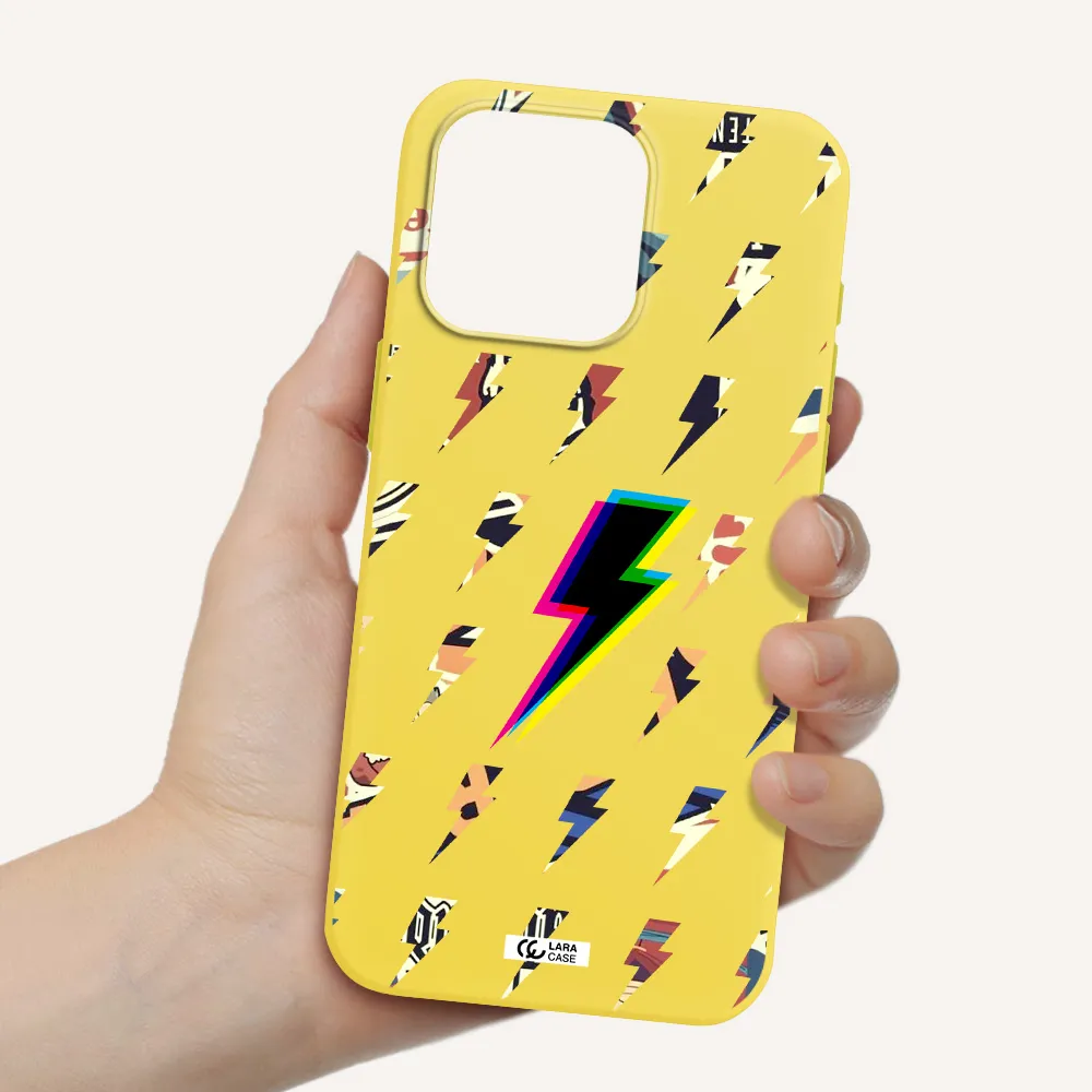 Thunder Glitch Apple Iphone 15 Pro max Silicone canary yellow Case