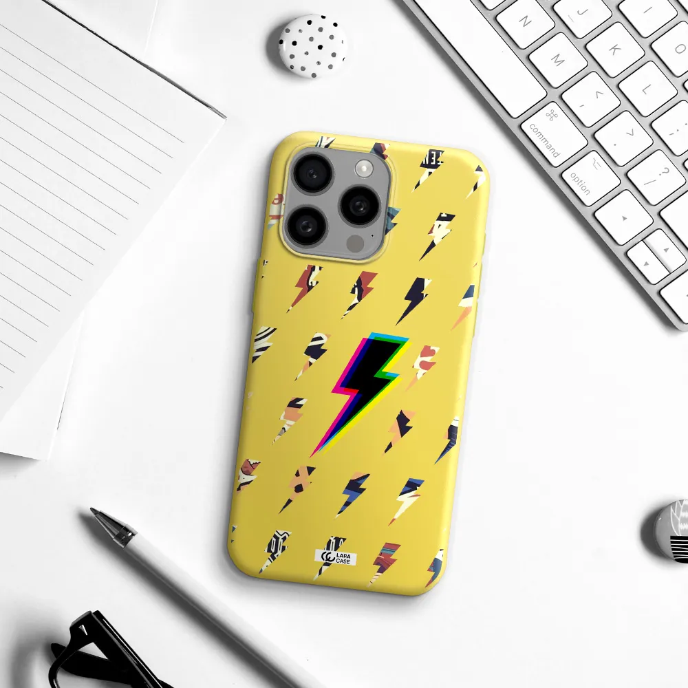 Thunder Glitch Apple Iphone 15 Pro max Silicone canary yellow Case