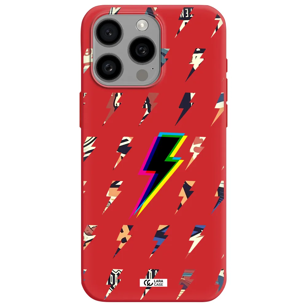 Thunder Glitch Apple Iphone 15 Pro Max Silicone Imperial Red Case