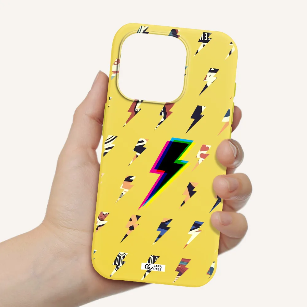 Thunder Glitch Apple Iphone 15 Pro Silicone Canary Yellow Case