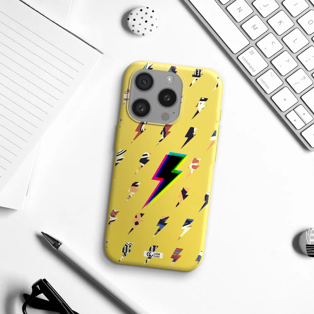 Thunder Glitch Apple Iphone 15 Pro Silicone Canary Yellow Case